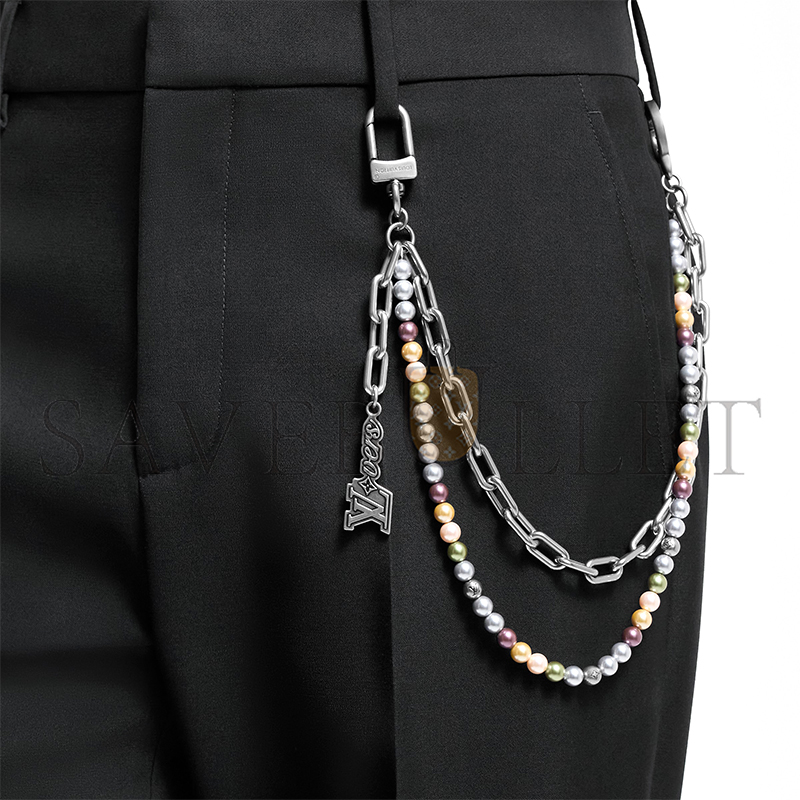 l**is V*t*n pearls chain belt and bag charm m02293